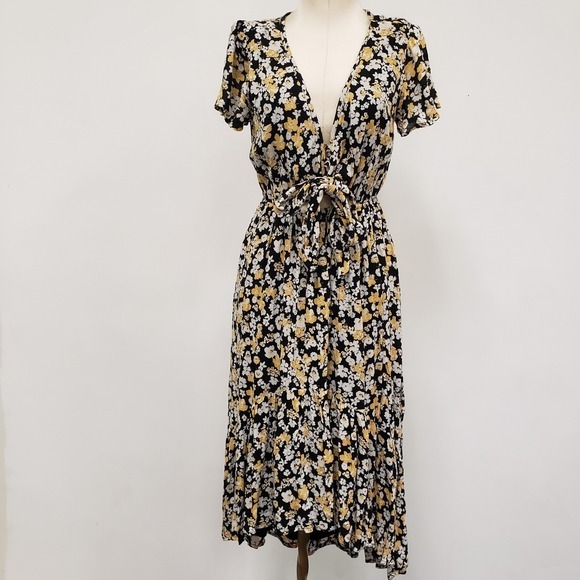 Abercrombie & Fitch Dresses & Skirts - Abercrombie & Fitch Women Boho Floral Gauze High Low Midi Dress Size S Tie Front